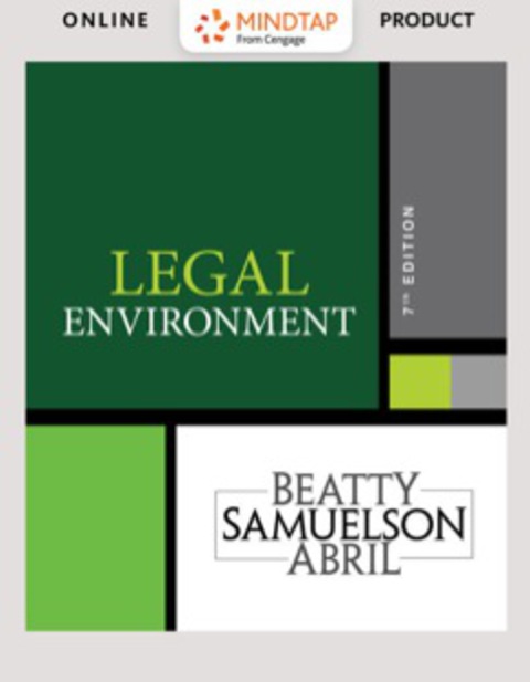 Cover image for book MindTap Business Law for Beatty/Samuelson/Abril's Legal Environmentmonths)