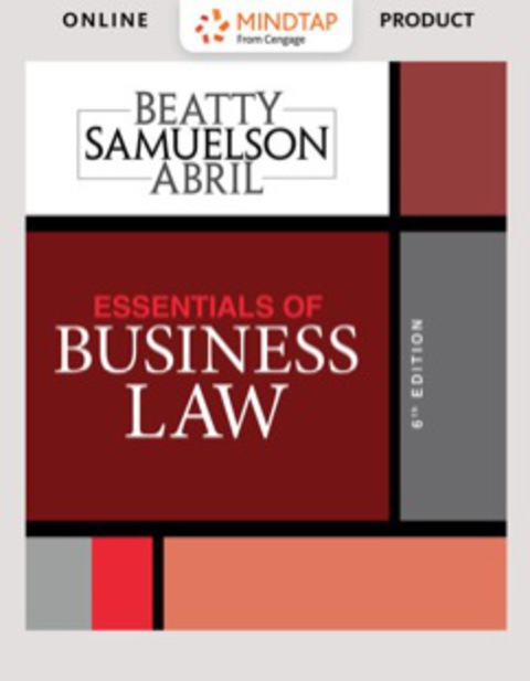 Cover image for book MindTap Business Law for Beatty/Samuelson/Abril's Essentials of Business Law, 6th Edition [Instant Access], 2 terms (12 months)