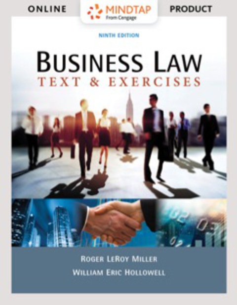 Cover image for book MindTap Business Law for Miller/Hollowell's Business Law: Text & Exercises, 9th Edition [Instant Access], 1 term (6 months)