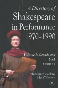 Titelbild: A Directory of Shakespeare in Performance 1970-1990 9780230546776