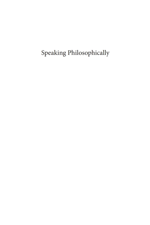 Cover image for book Speaking Philosophically