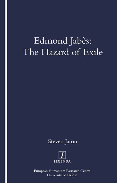Cover image for book Edmond Jabes and the Hazard of Exile