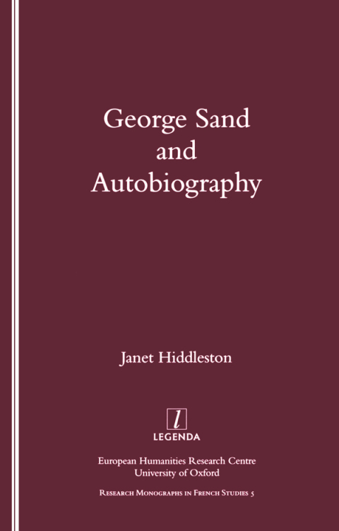 Cover image for book George Sand and Autobiography