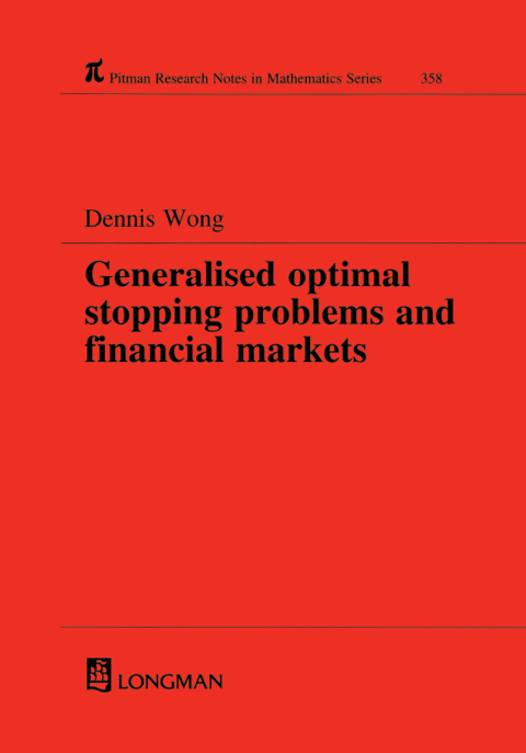 Cover image for book Generalized Optimal Stopping Problems and Financial Markets