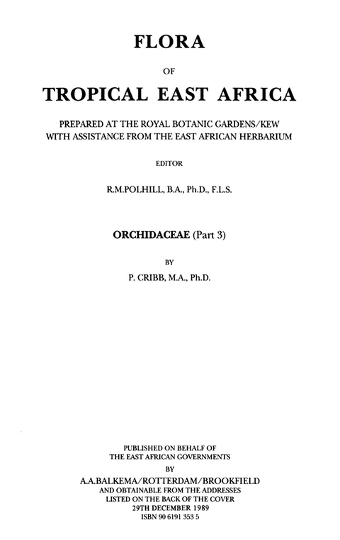 Cover image for book Flora of Tropical East Africa