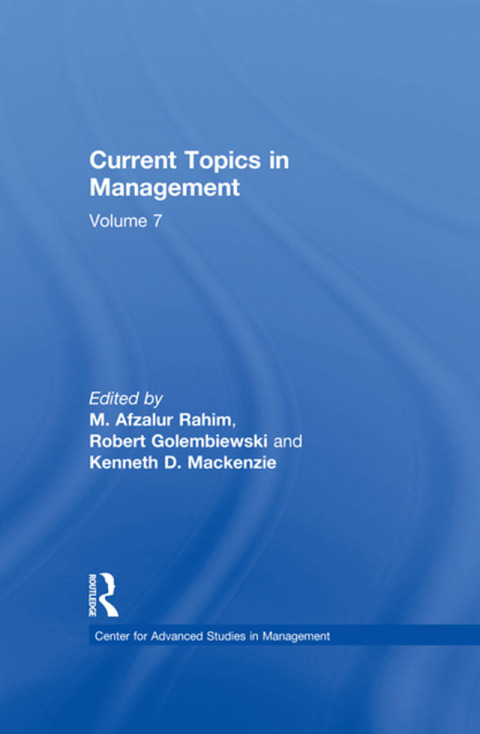 Cover image for book Current Topics in Management