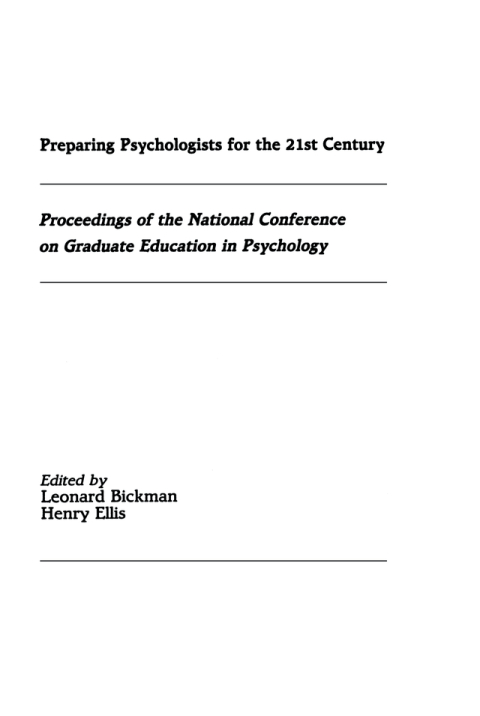 Cover image for book Preparing Psychologists for the 21st Century