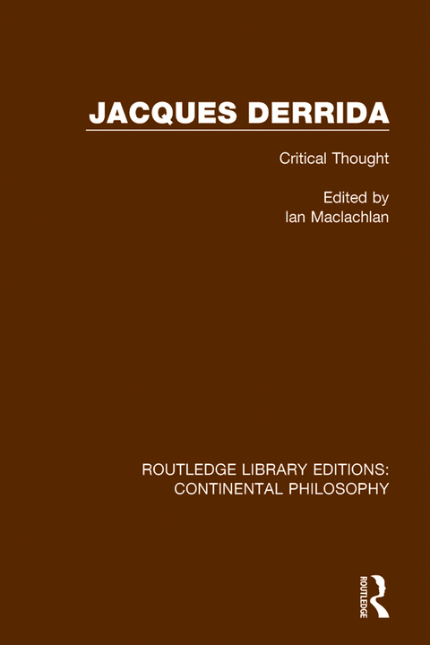 Cover image for book Jacques Derrida