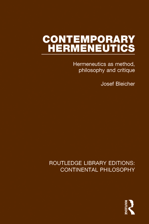 Cover image for book Contemporary Hermeneutics
