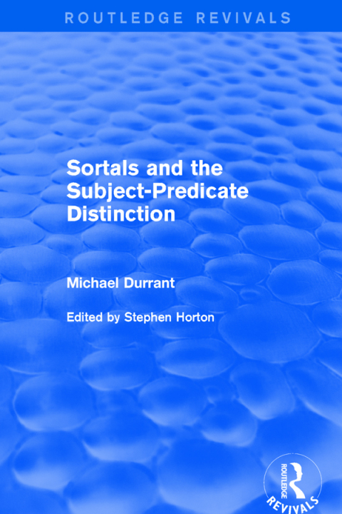 Cover image for book Sortals and the Subject-predicate Distinction (2001)