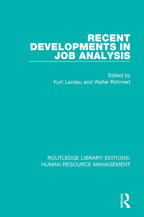 Cover image for book Recent Developments in Job Analysis