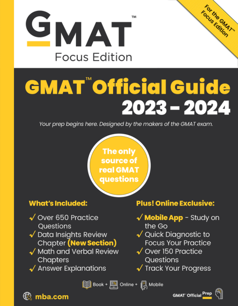 Cover image for book GMAT Official Guide 2023-2024, Focus Edition: Includes Book + Online Question Bank + Digital Flashcards + Mobile App