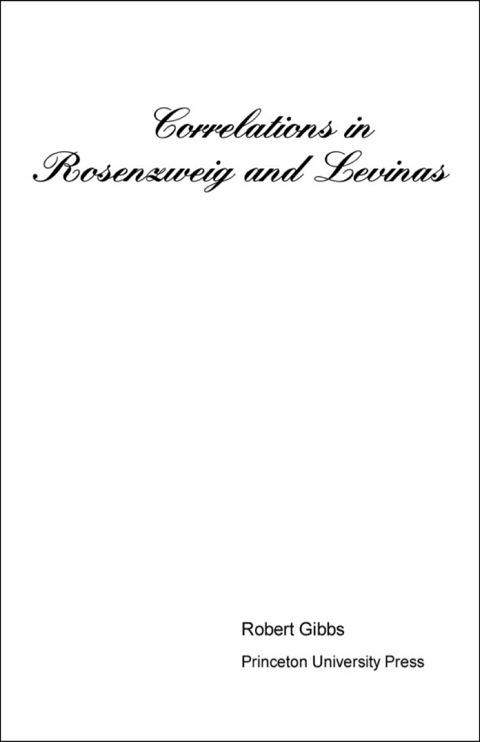 Cover image for book Correlations in Rosenzweig and Levinas