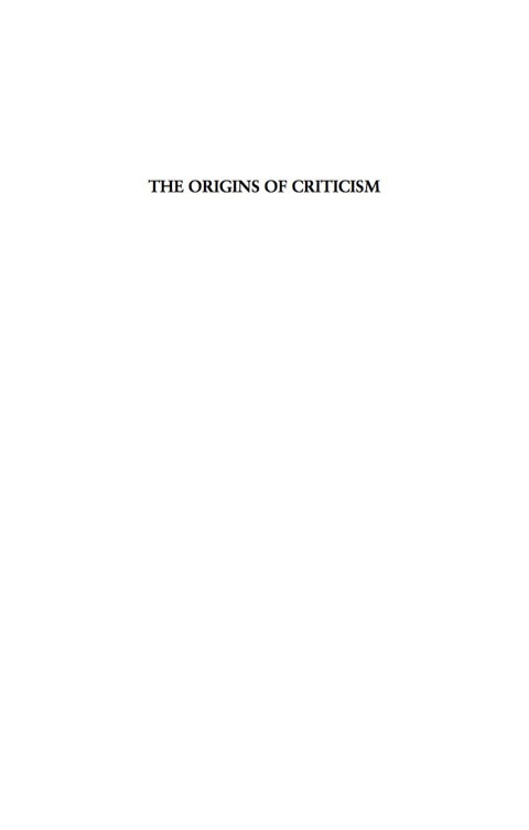 Cover image for book The Origins of Criticism