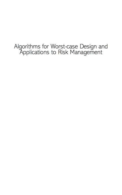 Cover image for book Algorithms for Worst-Case Design and Applications to Risk Management