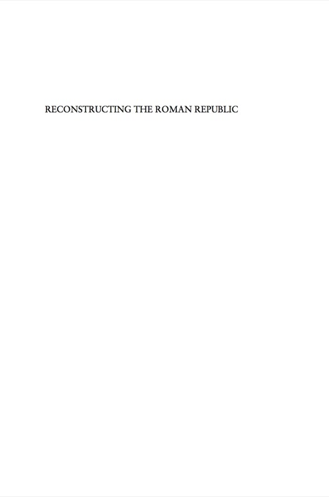 Cover image for book Reconstructing the Roman Republic