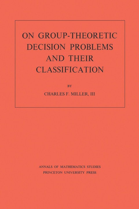 Cover image for book On Group-Theoretic Decision Problems and Their Classification