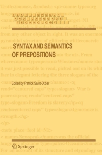 صورة الغلاف: Syntax and Semantics of Prepositions 1st edition 9781402038495