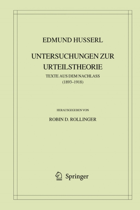 Cover image for book Edmund Husserl. Untersuchungen zur Urteilstheorie