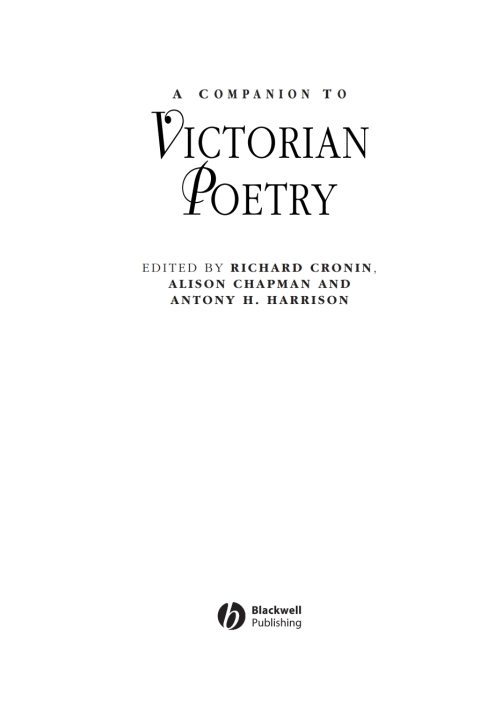 Cover image for book A Companion to Victorian Poetry
