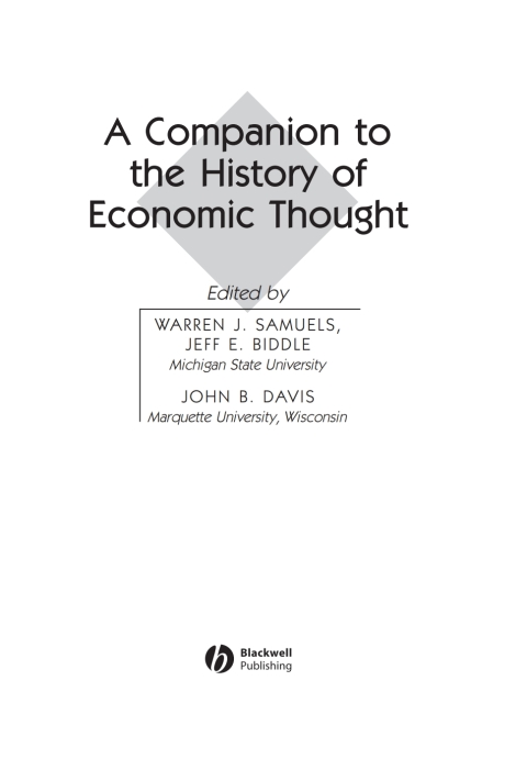 A Companion to the History of Economic Thought 