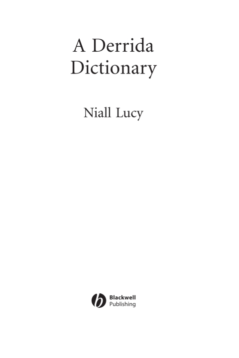 Cover image for book A Derrida Dictionary