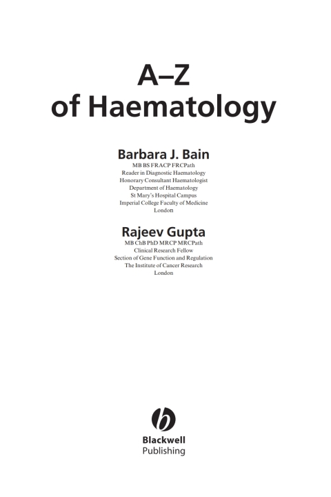 Cover image for book A - Z of Haematology