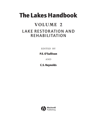 The Lakes Handbook: Lake Restoration and Rehabilitation