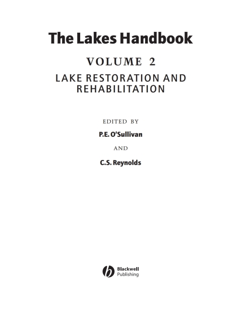 The Lakes Handbook: Lake Restoration and Rehabilitation 