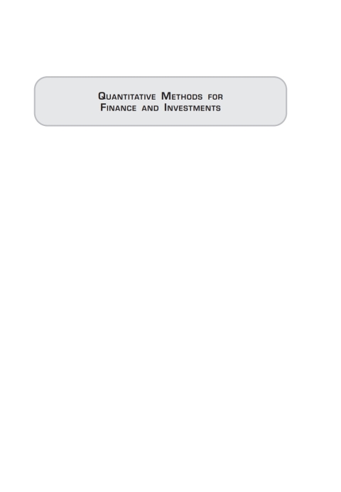 Cover image for book Quantitative Methods for Finance and Investments