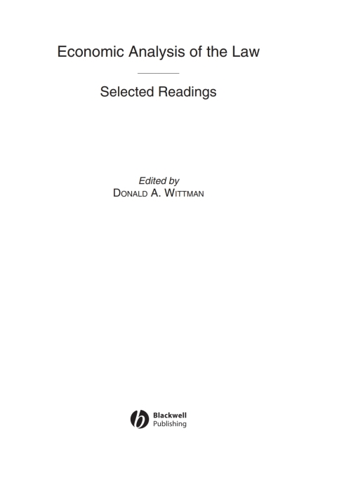 Cover image for book Economic Analysis of the Law