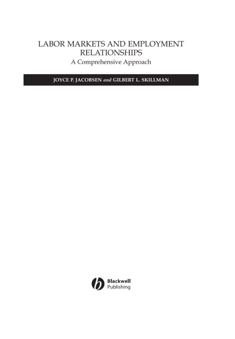 Cover image for book Labor Markets and Employment Relationships: A Comprehensive Approach