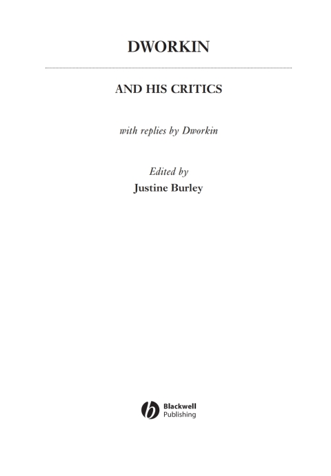 Cover image for book Dworkin and His Critics