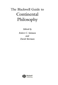 BLACKWELL GUIDE TO CONTINENTAL PHILOSOPHY