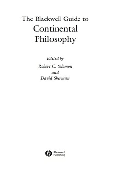 BLACKWELL GUIDE TO CONTINENTAL PHILOSOPHY