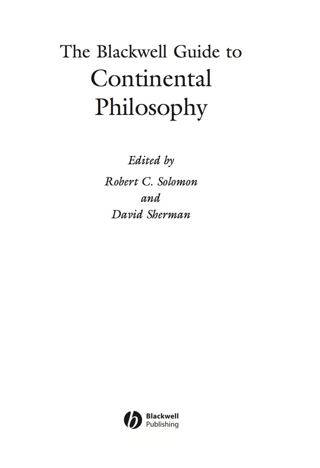 Blackwell Guide to Continental Philosophy