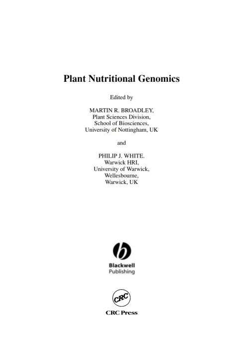 Cover image for book Plant Nutritional Genomics