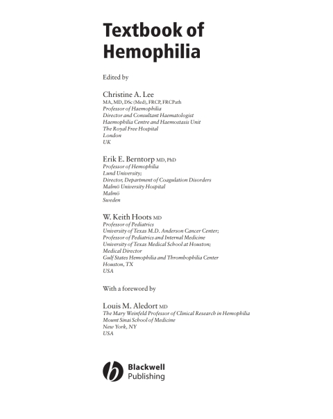 Cover image for book Textbook of Hemophilia