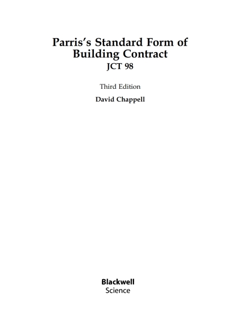 Parris's Standard Form of Building Contract 