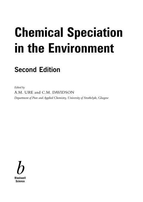 Cover image for book Chemical Speciation in the Environment