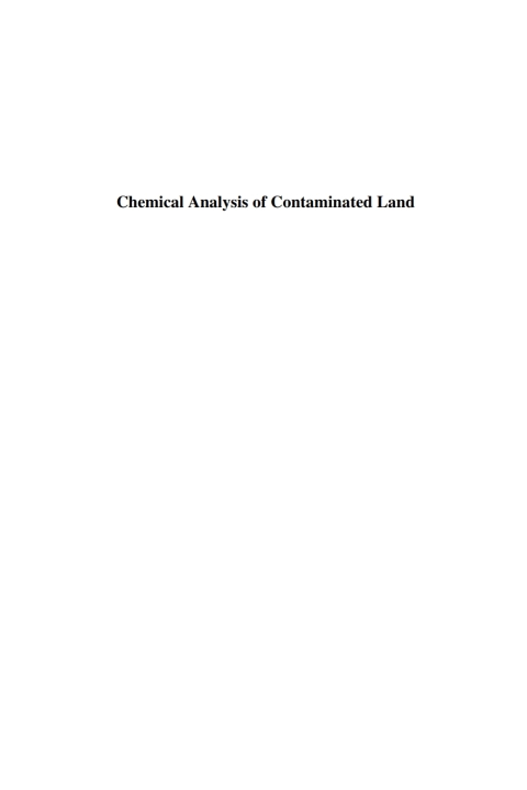 Chemical Analysis of Contaminated Land 