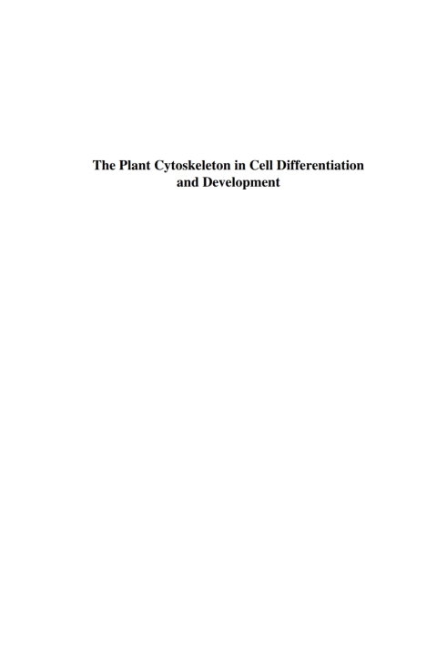 Cover image for book Annual Plant Reviews, The Plant Cytoskeleton in Cell Differentiation and Development