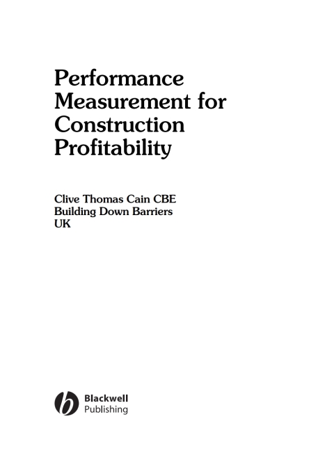 Cover image for book Performance Measurement for Construction Profitability