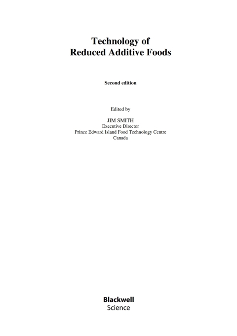 Technology of Reduced Additive Foods 