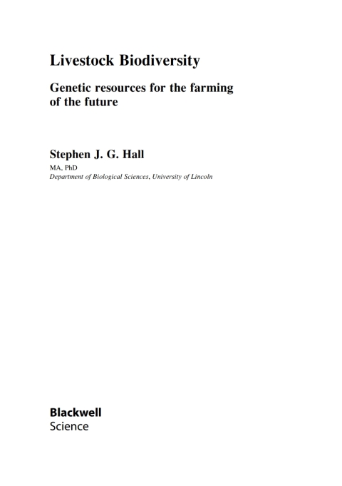 Cover image for book Livestock Biodiversity