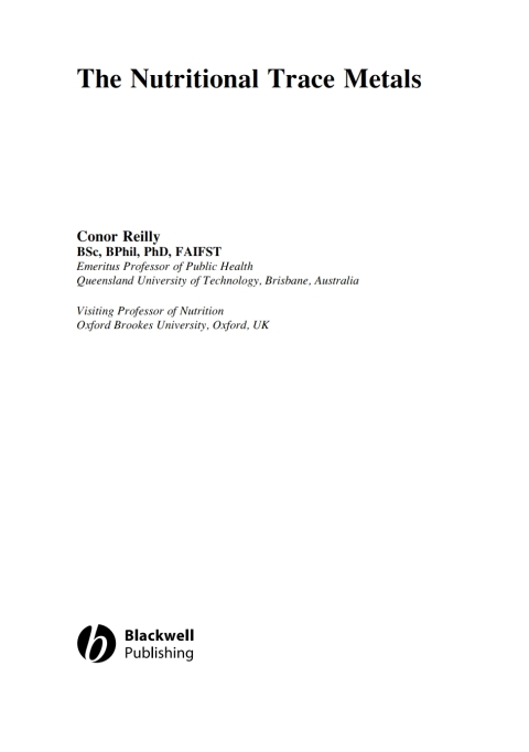 Cover image for book The Nutritional Trace Metals