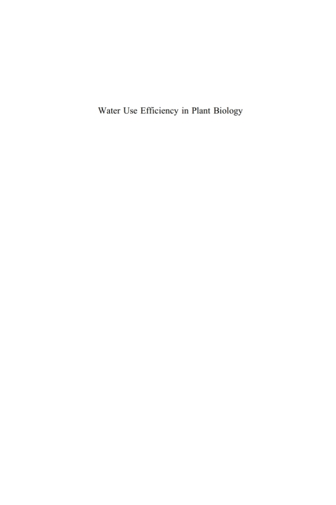 Cover image for book Water Use Efficiency in Plant Biology