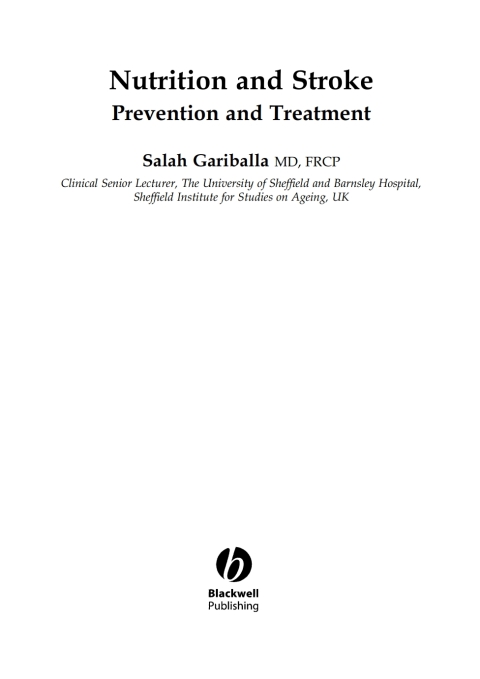Cover image for book Nutrition and Stroke