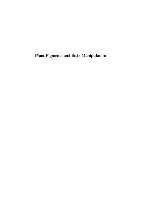 Cover image for book Annual Plant Reviews, Plant Pigments and their Manipulation