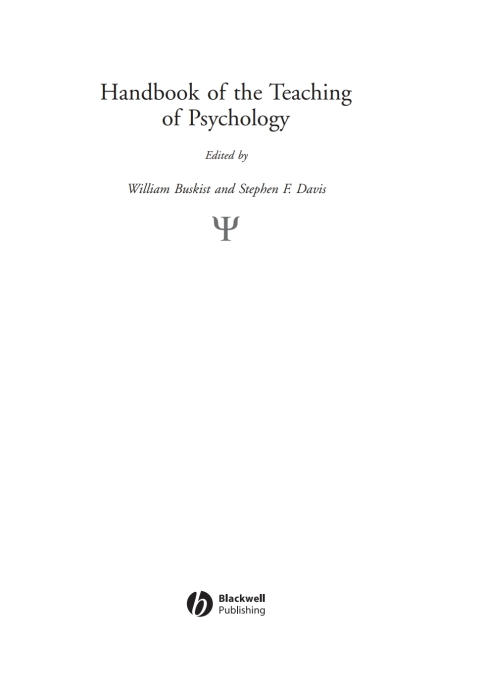 Cover image for book Handbook of the Teaching of Psychology